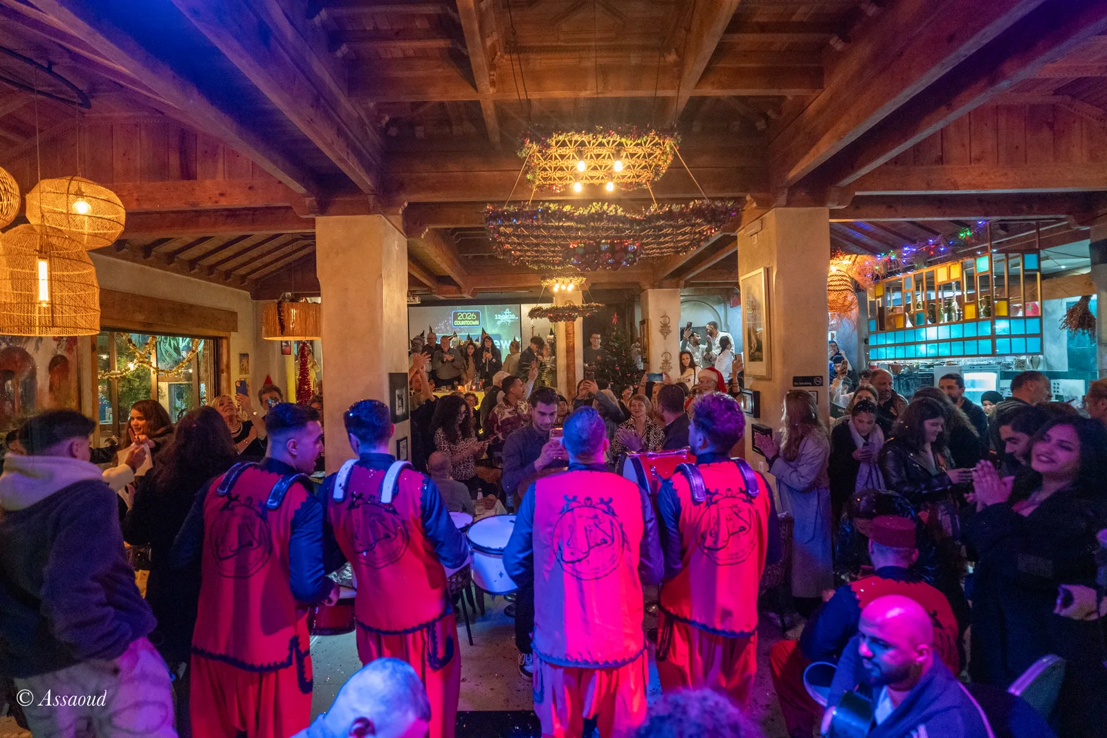 New Year's Eve countdown atmosphere at Triana Chefchaouen