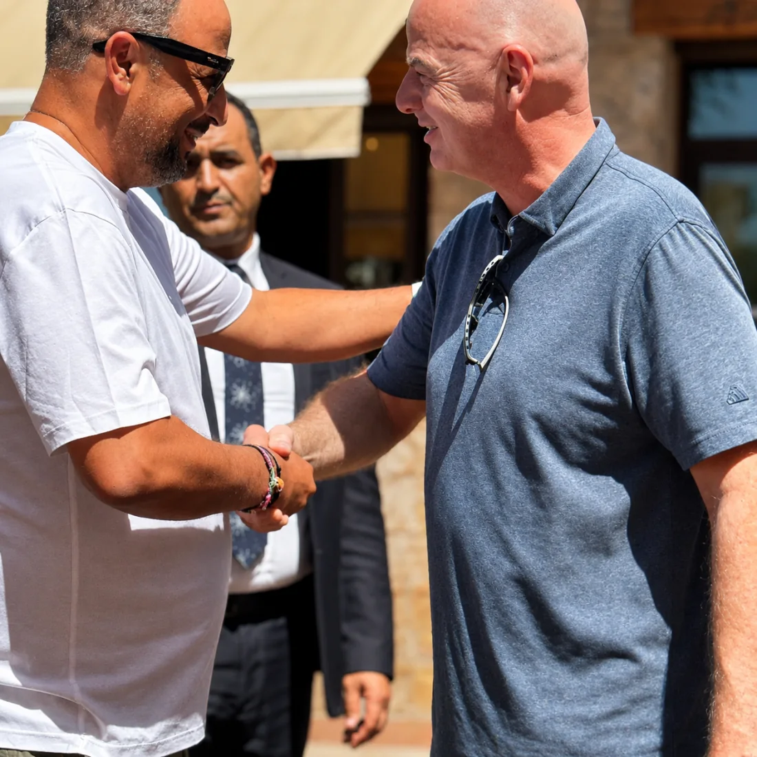 FIFA President Gianni Infantino greeted during his visit to Triana Restaurant in Chefchaouen